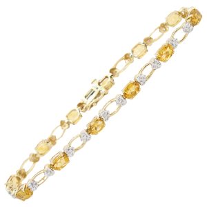 5.28ctw Citrine Bracelet with Diamond Accent 14K Gold