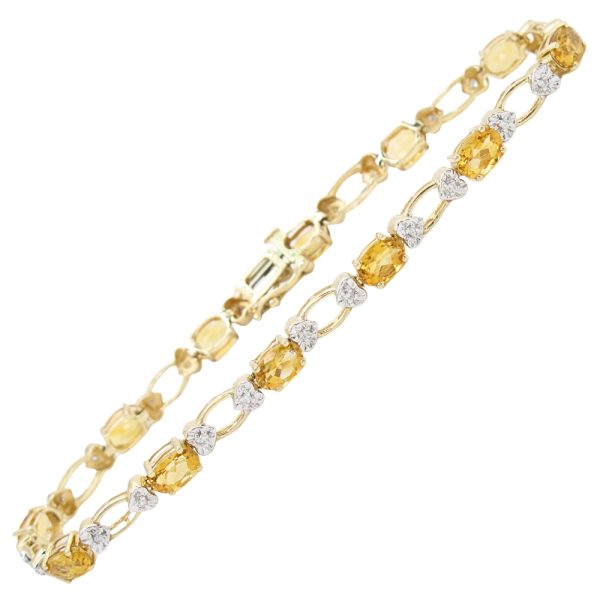 5.28ctw Citrine Bracelet with Diamond Accent 14K Gold