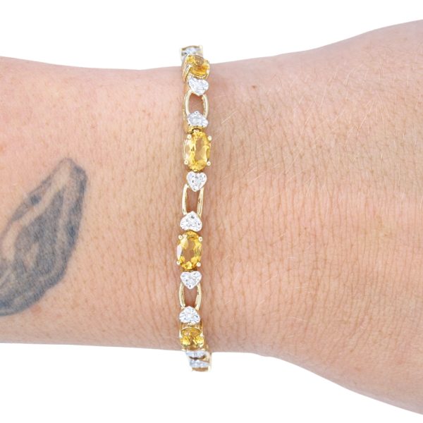 5.28ctw Citrine Bracelet with Diamond Accent 14K Gold worn