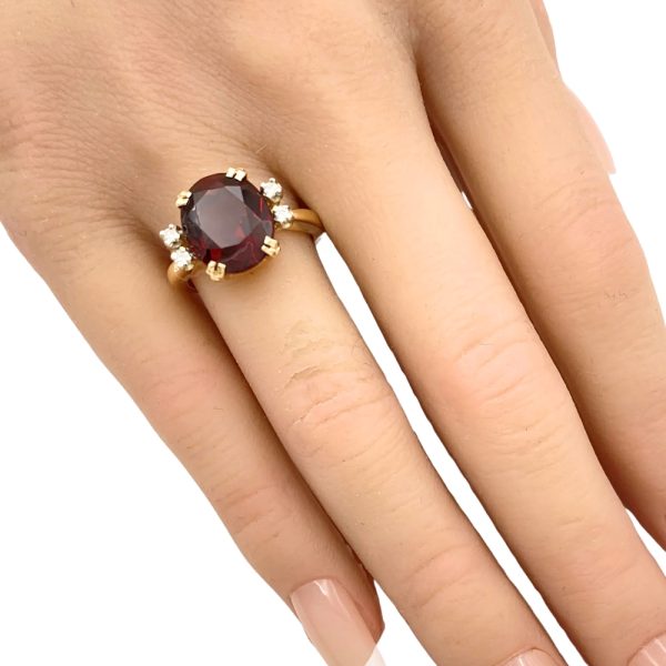 5.36ctw Garnet Ring 14K Gold worn