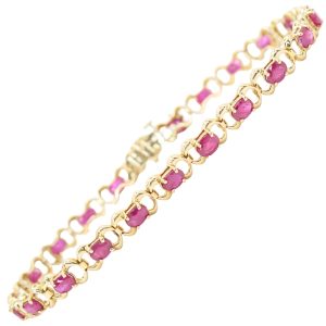 5.75ctw Natural Ruby Line Bracelet 14K Gold