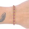 5.75ctw Natural Ruby Line Bracelet 14K Gold worn