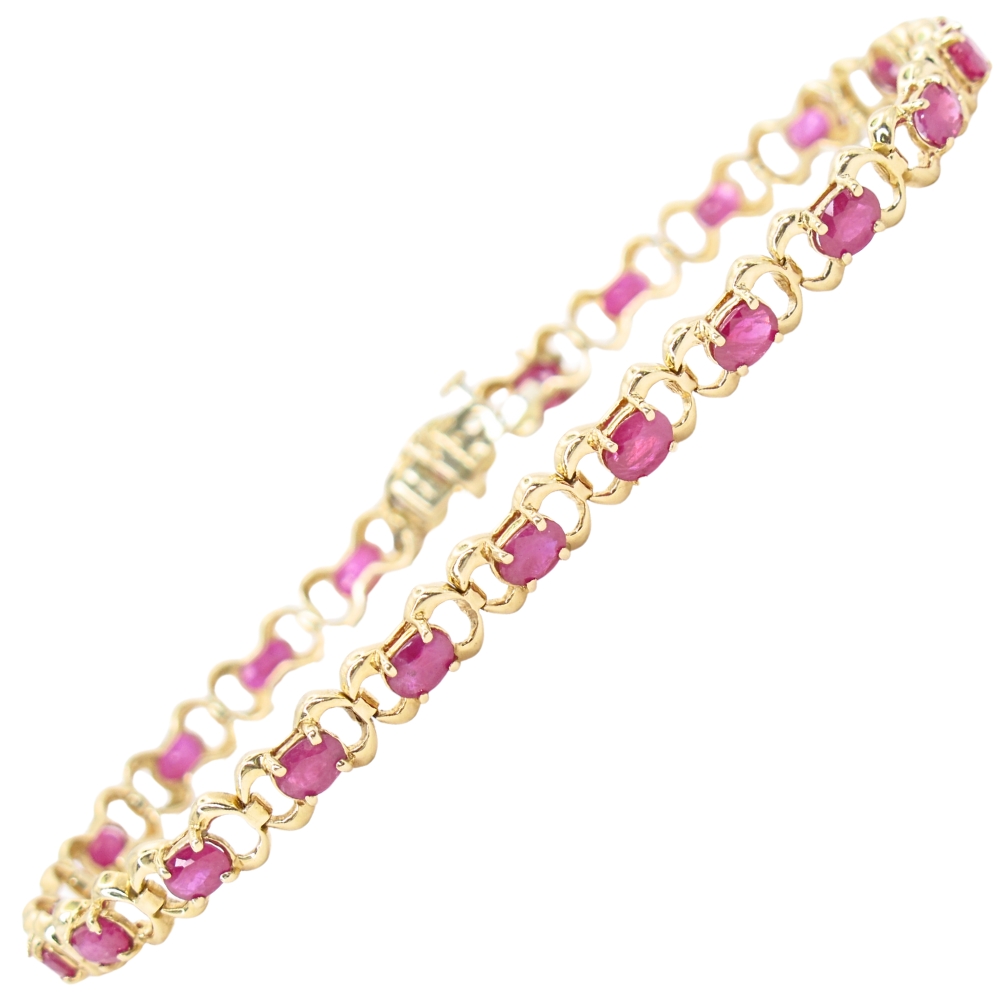 5.75ctw Natural Ruby Line Bracelet 14K Gold