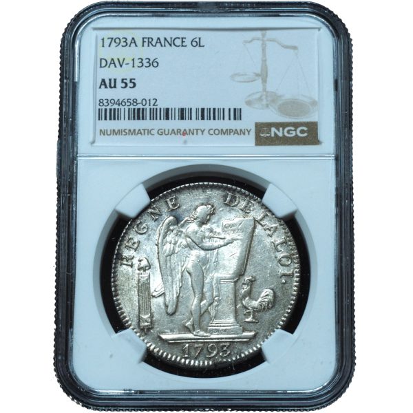 1793-A France 6 Livres L'An II AU55 NGC