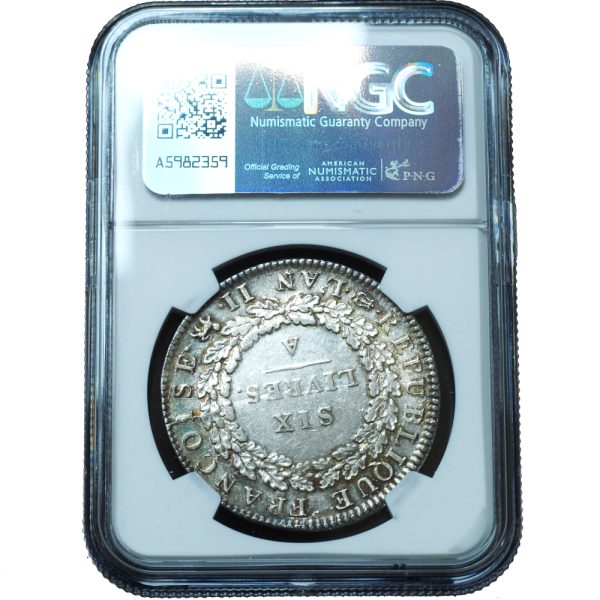 1793-A France 6 Livres L'An II AU55 NGC