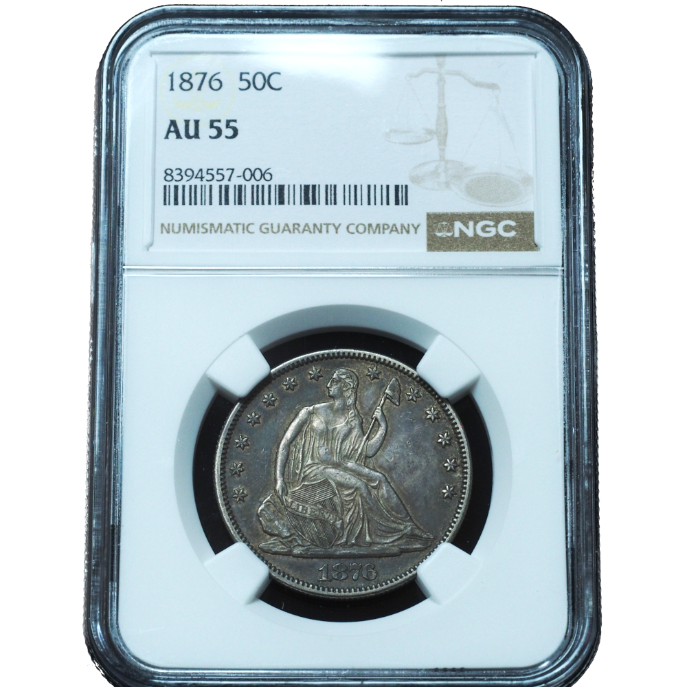 1876 Seated Liberty Half Dollar AU55 NGC