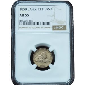 1858 Flying Eagle Cent Large Letters AU55 NGC
