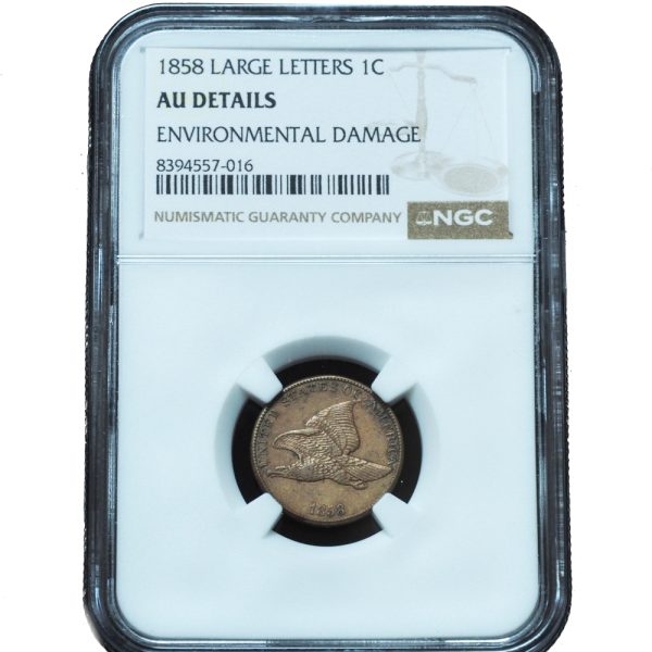 1858 Flying Eagle Cent Large Letters AU NGC - Double Die Obverse