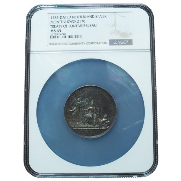 1785 Netherlands Amsterdam City Silver Medal "Treaty of Fountainebleau" MS63 NGC Rainbow Toned