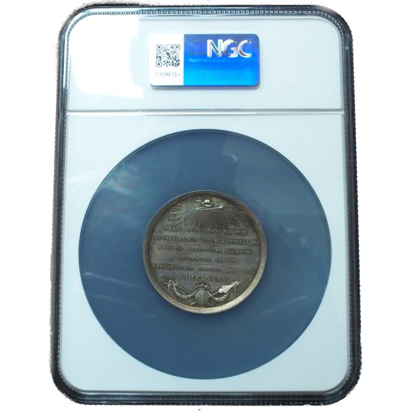 1785 Netherlands Amsterdam City Silver Medal "Treaty of Fountainebleau" MS63 NGC Rainbow Toned