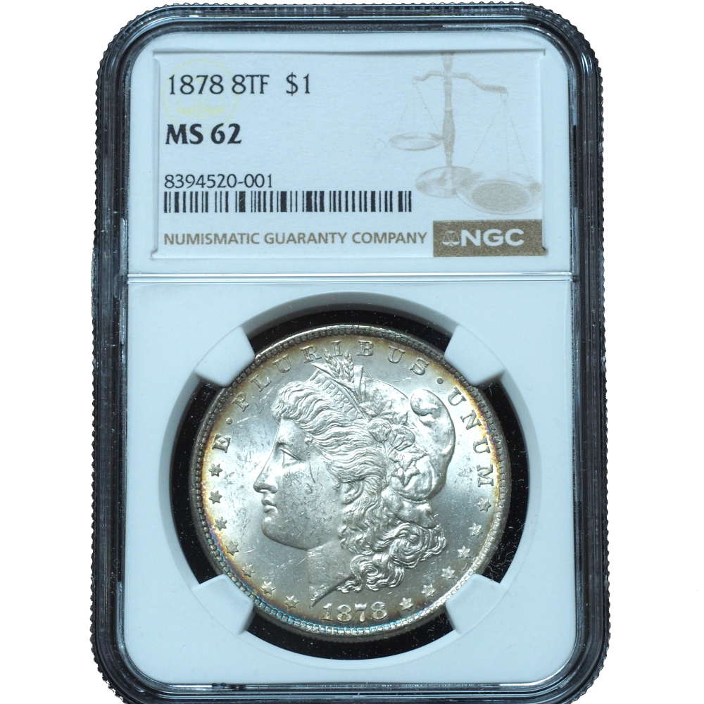 1878 8TF Morgan Dollar MS62 NGC #001
