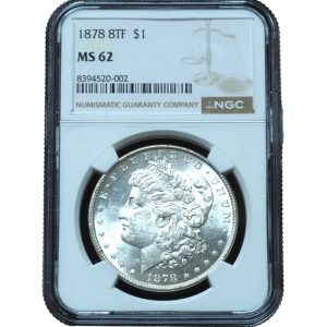 1878 8TF Morgan Dollar MS62 NGC #002