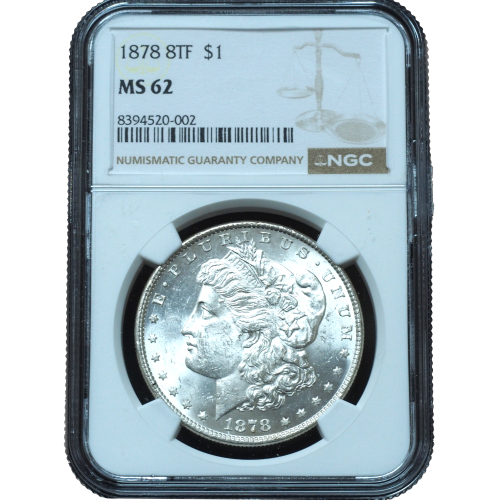 1878 8TF Morgan Dollar MS62 NGC #002