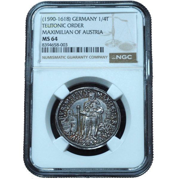 1615 German States Teutonic Order 1/4 Taler MS64 NGC TOP POP