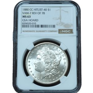 1880-CC GSA Morgan Dollar MS63 NGC VAM-7 Reverse of 1878 Hitlist 40
