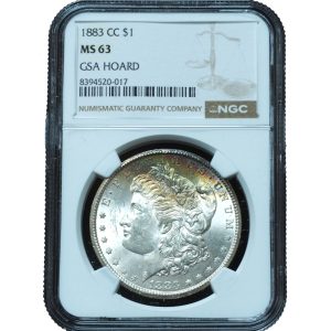 1883-CC GSA Morgan Dollar MS63 NGC Rainbow Toned