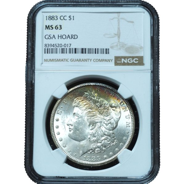 1883-CC GSA Morgan Dollar MS63 NGC Rainbow Toned