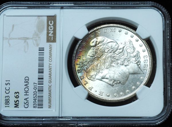 1883-CC GSA Morgan Dollar MS63 NGC Rainbow Toned
