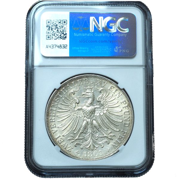 1861 German States Frankfurt 2 Taler MS62 NGC