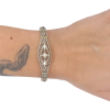 .65ctw Diamond & Sapphire Filigree Art Deco Bracelet 14K worn