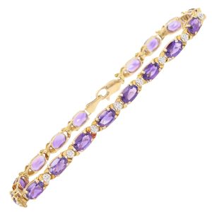7.31ctw Amethyst Line Bracelet 14K Gold