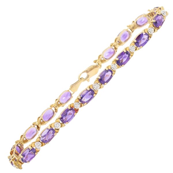 7.31ctw Amethyst Line Bracelet 14K Gold