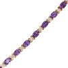 7.31ctw Amethyst Line Bracelet 14K Gold close up