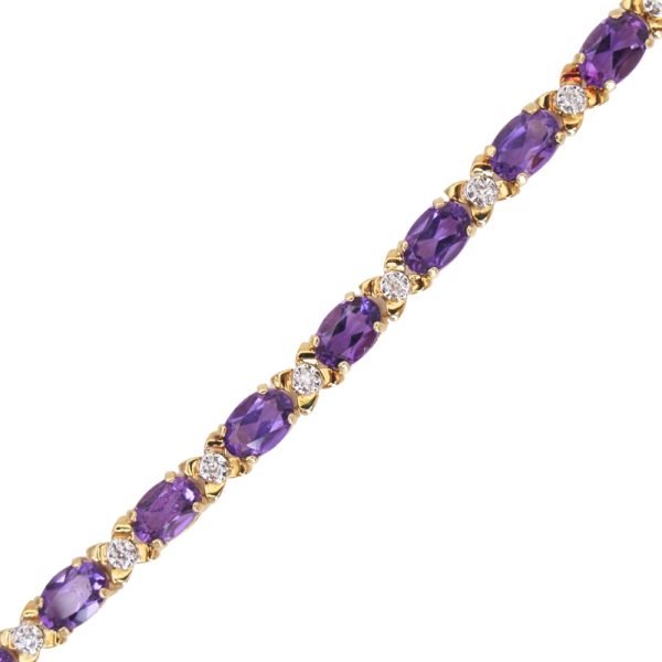 7.31ctw Amethyst Line Bracelet 14K Gold close up