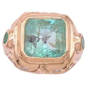 7.98ctw Natural Emerald Men's Ring 18K Gold
