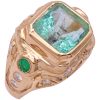 7.98ctw Natural Emerald Men's Ring 18K Gold side