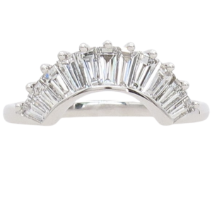 .74ctw Tapered Baguette Diamond Curved Stack Band 14K White Gold front