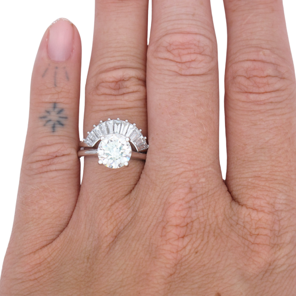 .74ctw Tapered Baguette Diamond Curved Stack Band 14K White Gold stacked