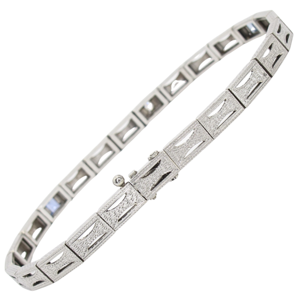 .78ctw Diamond & Sapphire Art Deco Bracelet 18K & Platinum clasp