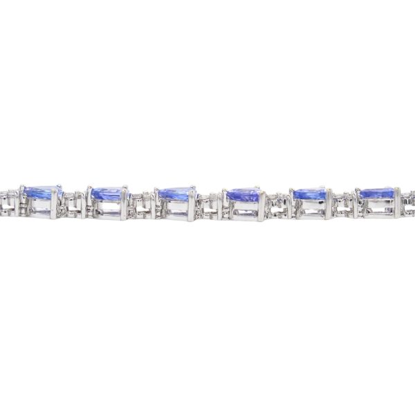 8.93ctw Tanzanite Line Bracelet 14K White Gold side