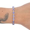 8.93ctw Tanzanite Line Bracelet 14K White Gold worn
