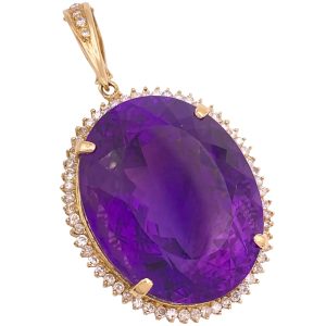 84.44ctw Amethyst Enhancer Pendant 14K Gold