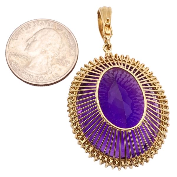 84.44ctw Amethyst Enhancer Pendant 14K Gold back