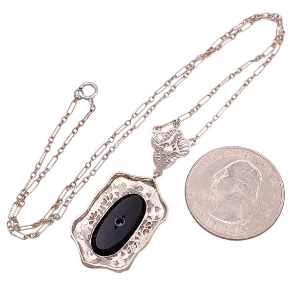 Art Deco Era Onyx Necklace 14K Gold back