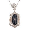 Art Deco Era Onyx Necklace 14K Gold close up