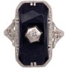 Art Deco Onyx Ring 14K White Gold