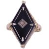 Art Deco Onyx Ring with Diamond Accent 14K White Gold