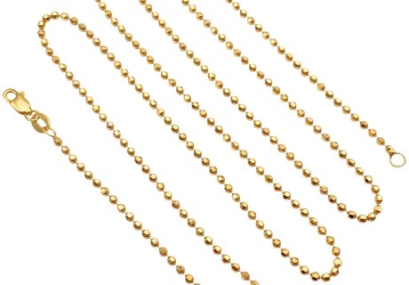 Bead Pull Chain Necklace 14K Gold 24 Length full