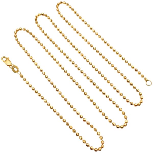 Bead Pull Chain Necklace 14K Gold 24 Length full