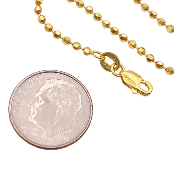Bead Pull Chain Necklace 14K Gold 24 Length size