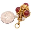 Carnelian Bauble Charm Pendant with Cultured Pearls 18K Gold size