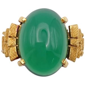 Chrysoprase Cabochon Ring 14K Gold
