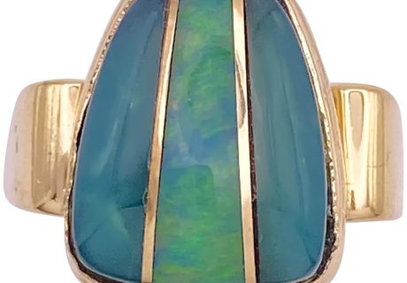 Chrysoprase & Opal Inlay Ring 14K Gold