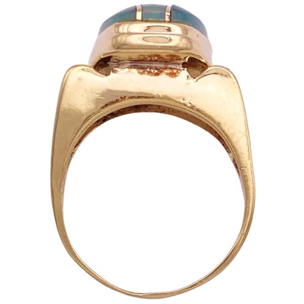 Chrysoprase & Opal Inlay Ring 14K Gold profile