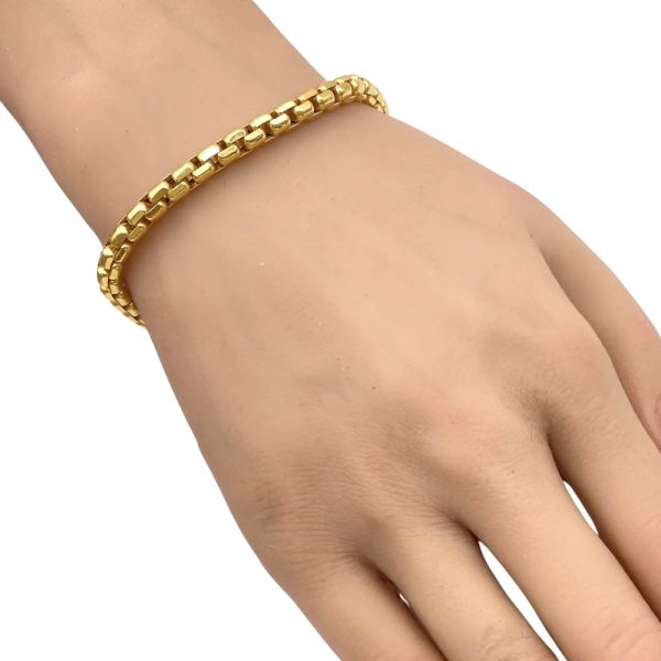 Chunky Box Link Bracelet 14K 8.25 Inch Length worn