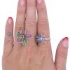 Convertible 3.14ctw Sapphire & Tsavorite Pave Flower & Beetle Ring 14K Converted worn (1)